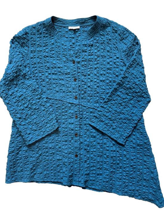 Habitat Tops - Habitat teal puckered button up top sz L